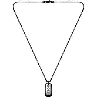 BOSS Devon Two Tone Tag Necklace Black