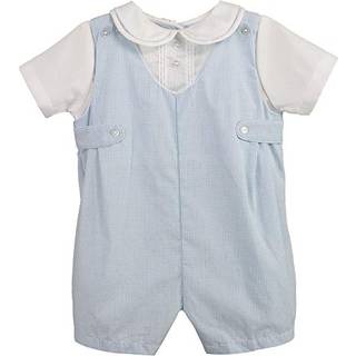 Petit Ami Baby Boys 'Side Tab Pintuck Gingham Romper 9 måneder blå