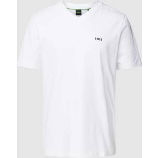 Regular fit T-shirt i bomuld med stræk og logo i kontrastfarve