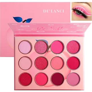 Beuself de'lanci Pink Eyeshadow Palette 12 farver Peach Matte & Shimmer High Pigmentered Mini Makeup Eyeshadow Palle Varm Naturlig blandbar langv