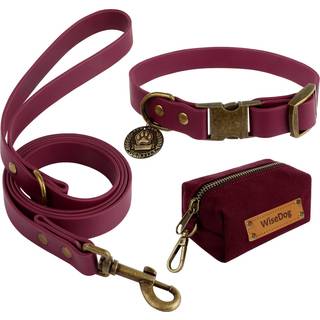 Wisedog Dog Collar and Leash Set Combo: Justerbare holdbare k?ledyrskraver med hunde snor til sm? medium store hunde inkluderer en bonus af poop