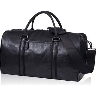 Overdimensioneret rejse duffel taske vandt?t l?der weekend taske gymnastik sport natten over store b?re p? h?ndbag-sort