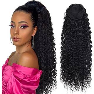 Meepo 30 tommer Curly Ponytail Extensions Syntetisk dybbølgemæssig hestehale til sorte kvinder menneskehårfølelse med klip i tyk hestehale hår na