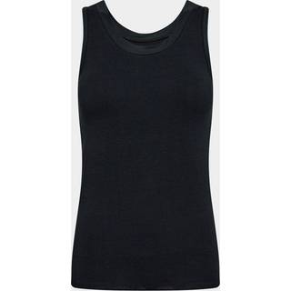 Sort bambus tank top med feminine detaljer, XS