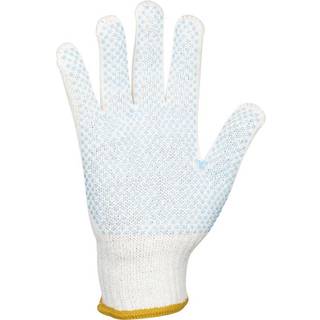 Polyesterhandske polyester/PVC med plastdotter str. 10 Hvid