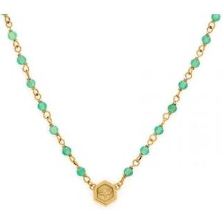 Olivia Burton Beaded Charm Green Agate Necklace - Adjustable