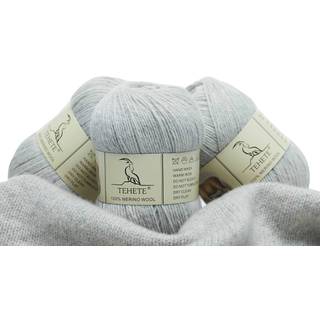 Tehete 100% merino uldgarn til strikning af 3-lags luksus varm bl?d letv?gt bl? h?klet garn (lysegr?)