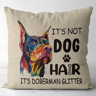 Dachshund Hjerte h?r kaste pudebetr?k 18 x 18 tommer dekorativ bomuldslinnedd?ksel til sofa sofa seng (Doberman h?r)