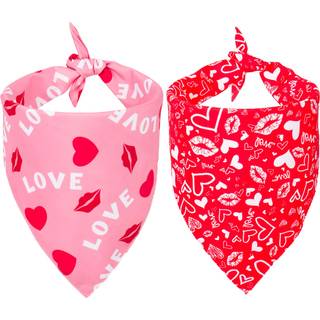 AdoggyGo Valentine's Day Dog Bandana Flere st?rrelser tilbydes reversibel trekanthund t?rkl?de Pet Bandana til mellemstore store hunde (Stor Vale
