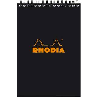 Rhodia Wirebound Notesblok - Foret 80 ark - 6 x 8 1/4 - Sort cover - Pakke med 1