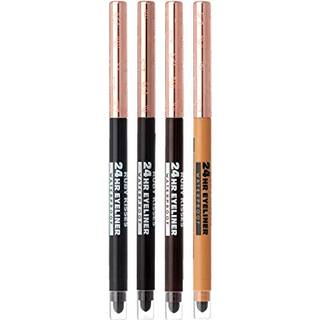 Ruby kysser vandtæt eyeliner 24 timer vandtæt langvarig mekanisk eyeliner blyant med indbygget slibemaskine smudgeproof 4 pack (sorteste sort sor