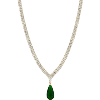 Jon Richard Jon Richard Gold Tone Cubic Zirconia Emerald Green Pear Drop Gift Boxed Collar Necklace