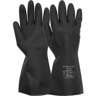 Os gummihandske str 9 scanblack ultra sort