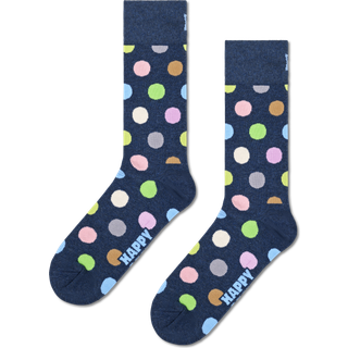 Navy Polka Dot Socks | Fun & Colorful Crew Socks - Navy, Light Pink, Green, Purple, Light Yellow, Light Brown - 41-46