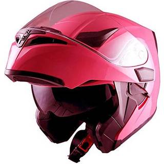 1Storm Motorcykel Modul?r fuld ansigtshjelm Flip op Dual Visor Sun Shield: HB89 Glank Pink