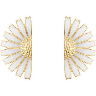 DAISY Øreringe, Georg Jensen, Sterlingsølv belagt med 18 kt. guld / Hvid emalje
