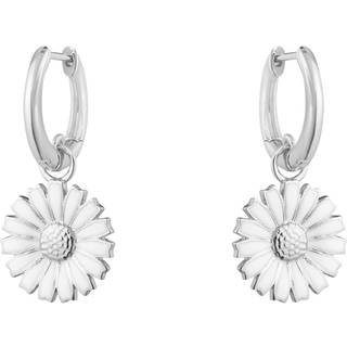 DAISY Double Øreringe, Georg Jensen, Sterlingsølv / Hvid emalje