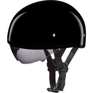 Daytona-hjelme Half Skull Cap Motorcykelhjelm m/ indre Shield Dot godkendt [Hi-Gloss Black] [XL]