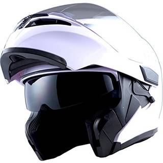 1Storm Motorcykel Modular Full Face Hjelm Flip up Dual Visir Solskrm: HB89 Blank hvid