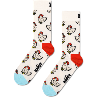 Colorful Rooster Socks | Fun & Funky Crew Socks - White, Beige, Yellow, Red, Light Blue, Black - 41-46