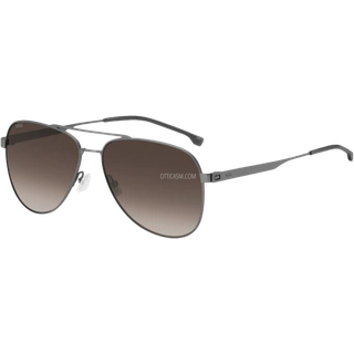 Hugo Boss Mand BOSS 1641/S R80/HA Solbriller Stål Uigennemsigtig riffelstang Brun Pilot Skygge