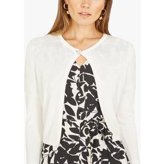 Yumi Yumi White Diamante Button Cropped Cardigan