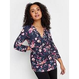 M & Co Petite Blomster Twist Front TopEU 42 Petite (UK 14 P)