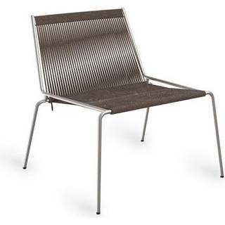Thorup Copenhagen - Noel Lounge, Brushed stainless steel base, Upholstered seat and back, wool flag halyard, dark grey - Lænestole - Kasper Thorup - Sølv,Grå - Bomuld/Metal