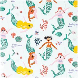 Druckstoff beschichtet Mermaid Meerjungfrau mint-neon Hot Foil 140cm - Mehrfarbig