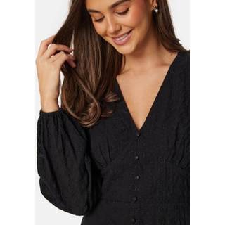 BUBBLEROOM Broderi Anglaise Midi Dress Black 34