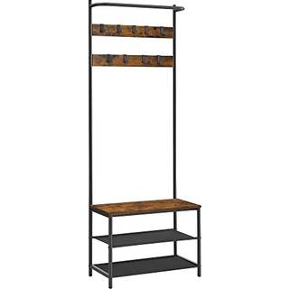 Vasagle HSR411B01 tøjstativ frakke rack med 9 aftagelige kroge bænk industriel design til gangen soveværelse vintage brun sort