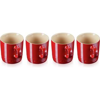 Le Creuset Tasse Becher 4er-Set Metallics Kirschrot Steinzeug 350ml