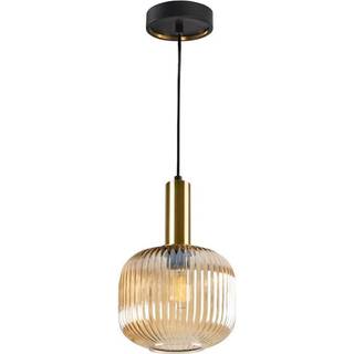 Norma hængelampe, Ø 20 cm, sort/amber, glas, E27
