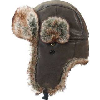 Avignon Unisex Flaps Hat Synthetic Leather Dark Brown, 58
