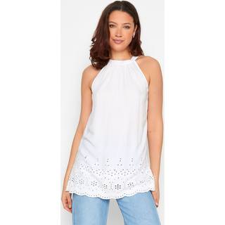 Lts Tall White Broderie Anglaise Halter Neck Top 10 Lts | Tall Women's Summer Tops