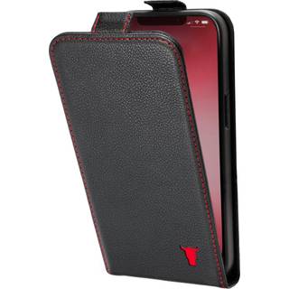 iPhone 12 / 12 Pro Leather Flip Case (MagSafe Charging) - Black with Red Detail