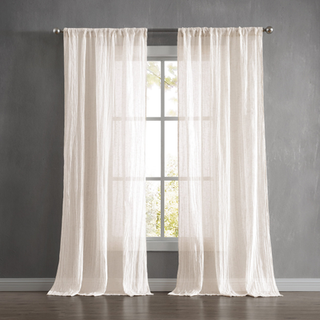 Fransk forbindelse - Charter knust vinduesgardin s?t med 2 paneler Semi renere moderne boligindretning gardiner til stue spisestue sovev?relse so