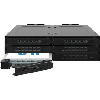 Icy dock ToughArmor MB118VP-B - storage enclosure - 6 x U.2/U.3 NVMe SSD mobile rack for 5.25"? bay with SlimSAS SFF-8654 8i - PCIe 4.0 - PCIe 4.0