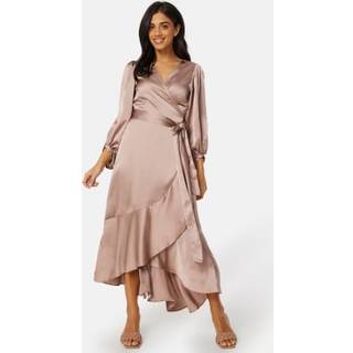 Wrap Frill L/S Satin Dress