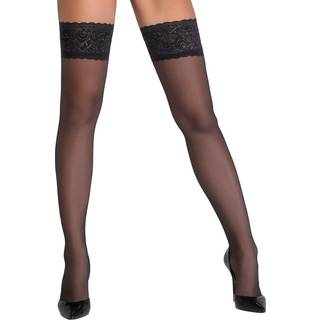 Cottelli Hold-up Stockings with 8cm Lace 2520699 Black 5-XL