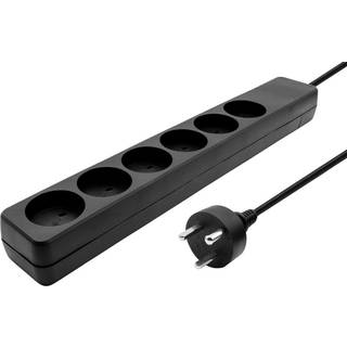 MicroConnect Dansk EDB 230V 6-stikdåse med EDB jordstik | Sort | 1, | PRIS-MATCH