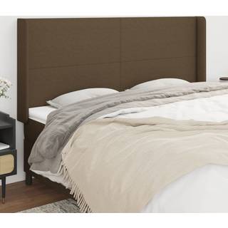 Sengegavl Med Kanter 83X16X78/128 Cm Stof - Mørkebrun / 183 x 16 x 118/128 cm