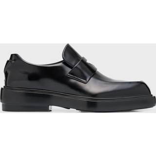 Brushed Leather Square Toe Loafers in Black - 38.5
