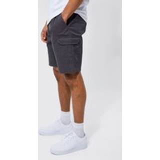 Mens Charcoal Relaxed Elasticated Waist Cargo Short