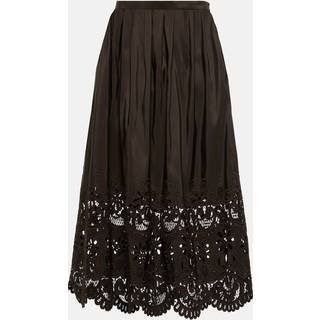 Valentino Broderie anglaise silk midi skirt - brown - XXS