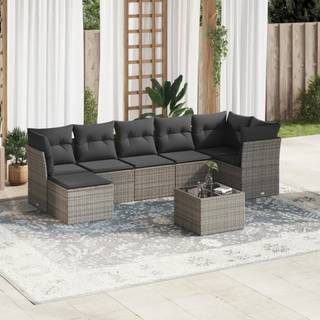sofasæt til haven 8 dele med hynder polyrattan grå