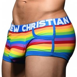 Andrew Christian Almost Naked Pride Stripe Pocket Trunks - Rainbo