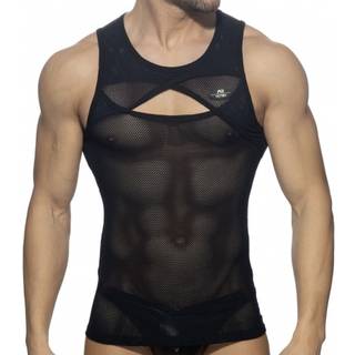 AD Fetish Crossed Mesh Tank Top - Black