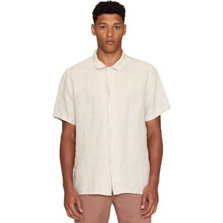 Box Shorts Sleeve Linen Skjorte, Beige, M