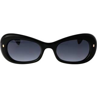 Dsquared2 Kvinde D2 0110/S 807/9O Solbriller Acetat Sort Grå Geometrisk Normal Skygge